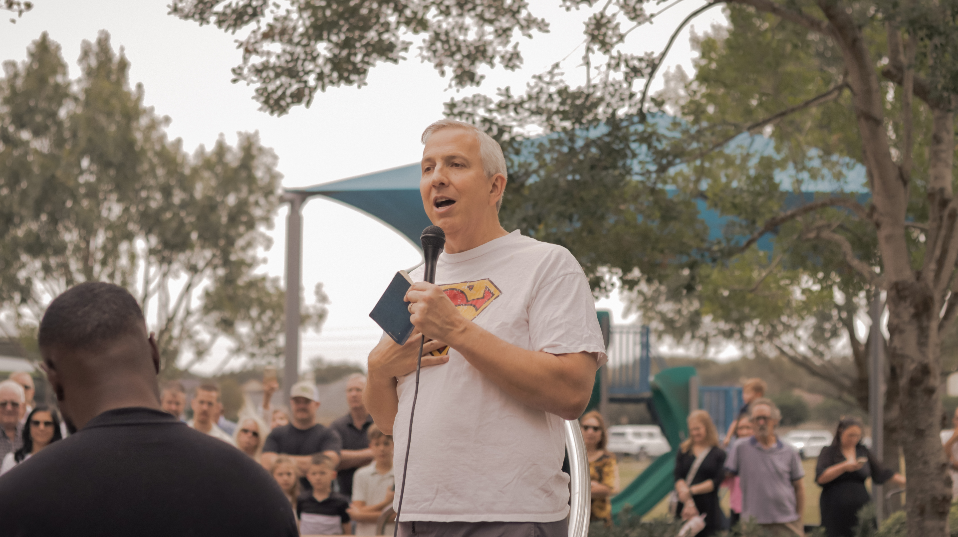 Pastor addressing the crowd