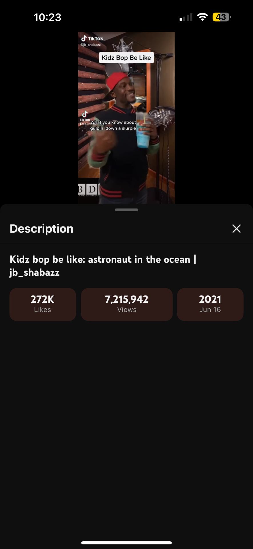 TikTok video stats — 7,215,942 views and 272K likes